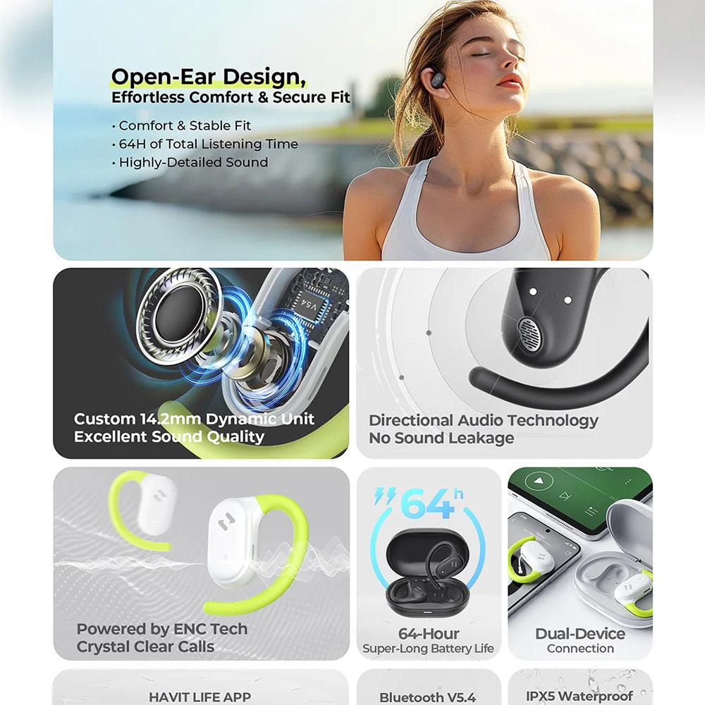 Handsfree Bluetooth HAVIT OWS915, TWS, Hvit