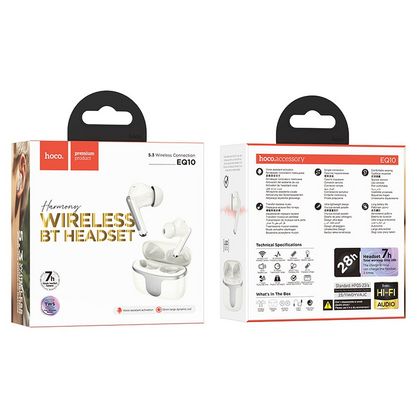 Handsfree Bluetooth HOCO EQ10, TWS, Hvit