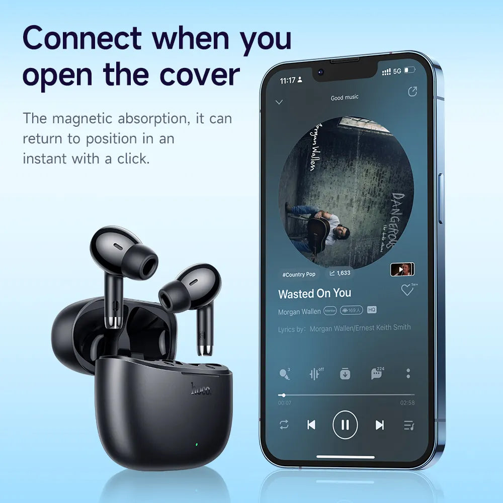 Handsfree Bluetooth HOCO EQ2, TWS, Svart