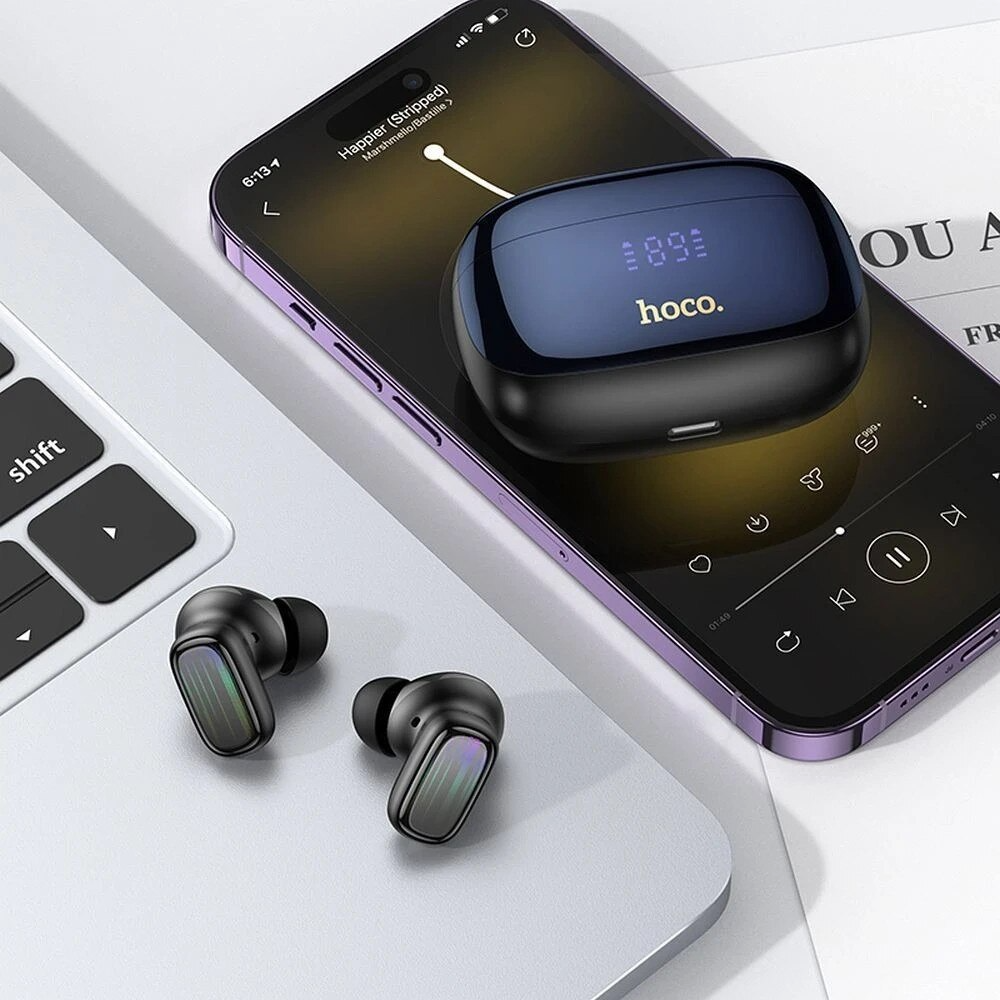 Handsfree Bluetooth HOCO EQ20, TWS, ANC, MultiPoint, Svart