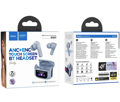 Handsfree Bluetooth HOCO EQ21, TWS, ANC, Blå