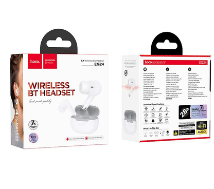 Handsfree Bluetooth HOCO EQ24, TWS, Hvit