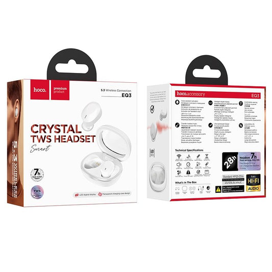 Handsfree Bluetooth HOCO EQ3, TWS, Hvit
