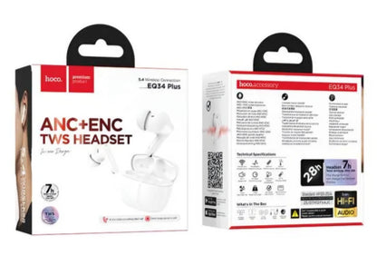 Bluetooth-håndfri HOCO EQ34 Plus, TWS, ANC, hvit