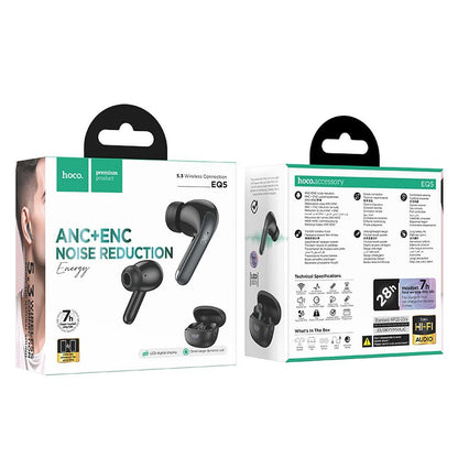 Håndfrie Bluetooth-hodetelefoner HOCO EQ5, TWS, ANC, svart 