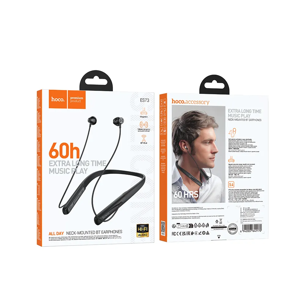 Handsfree Bluetooth HOCO ES73, A2DP, Svart