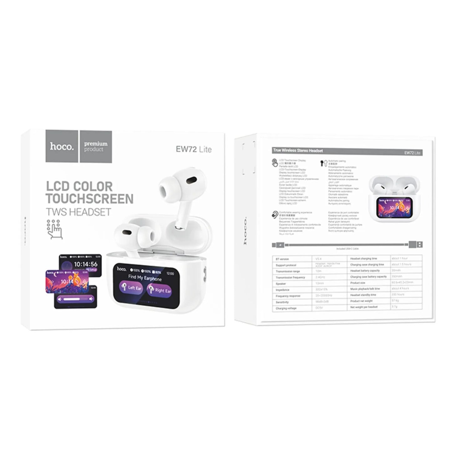 Bluetooth-håndfri HOCO EW72 Lite, TWS, Hvit