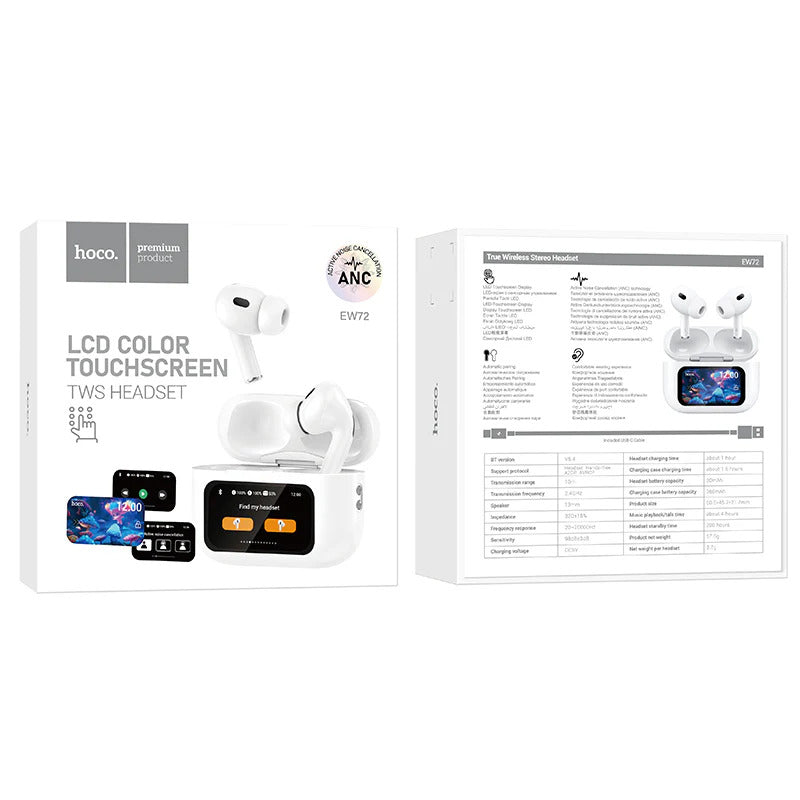 Bluetooth-håndfri HOCO EW72, TWS, ANC, Hvit