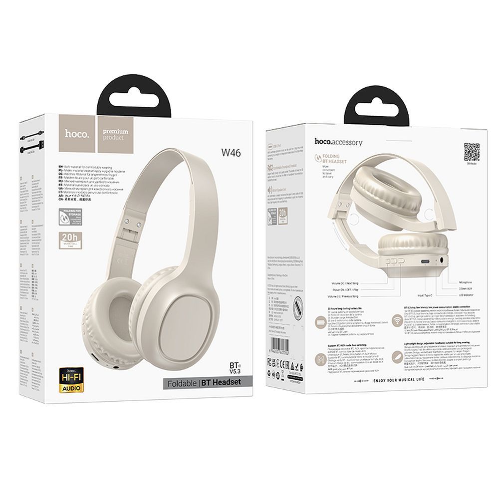Handsfree Bluetooth HOCO W46, A2DP, Hvit