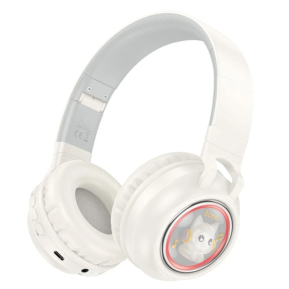 Handsfree Bluetooth HOCO W50 Kids Cute Cat, A2DP, Hvit