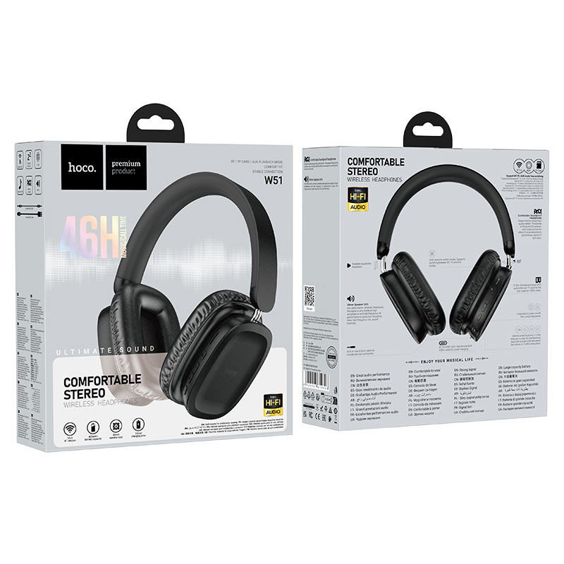 Handsfree Bluetooth HOCO W51 Delightful, A2DP, Svart