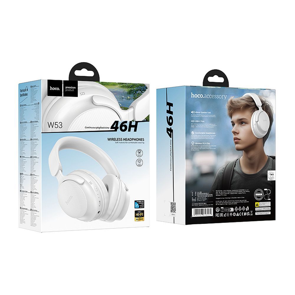 Handsfree Bluetooth HOCO W53, A2DP, Hvit