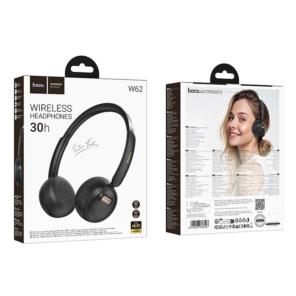 Handsfree Bluetooth HOCO W62, Svart