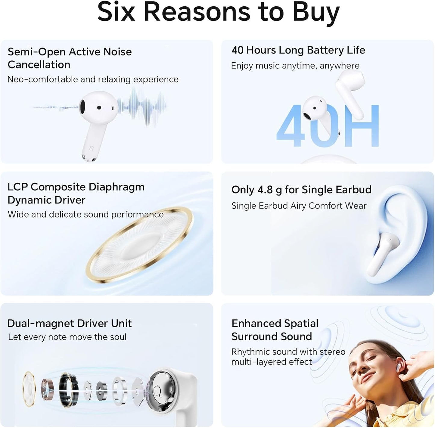 Handsfree Bluetooth Honor Choice X7e, TWS, ANC, Hvit 5504ABHF