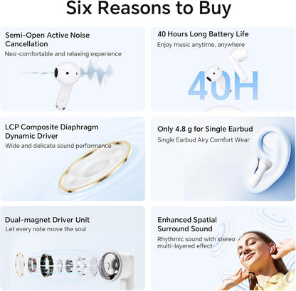 Handsfree Bluetooth Honor Choice X7e, TWS, ANC, Hvit 5504ABHF
