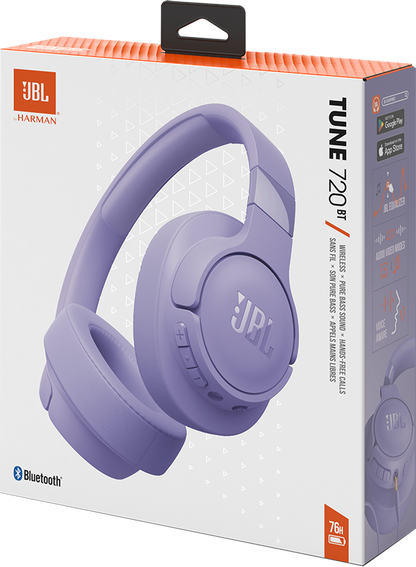 Handsfree Bluetooth JBL Tune 720BT, MultiPoint, A2DP, Lilla JBLT720BTPUR