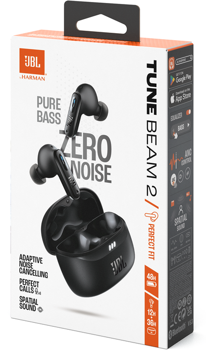 Handsfree Bluetooth JBL Tune Beam 2, TWS, ANC, MultiPoint, Svart JBLTBEAM2BLK