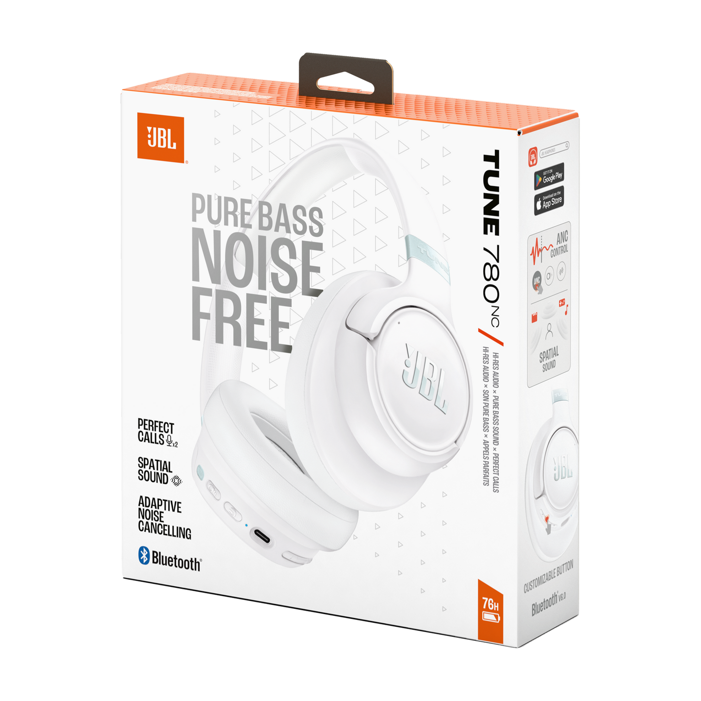 Handsfree Bluetooth JBL Tune 780NC, MultiPoint, A2DP, ANC, Hvit