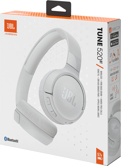 Håndfri Bluetooth JBL Tune 520BT, MultiPoint, A2DP, Hvit JBLT520BTBTWHT