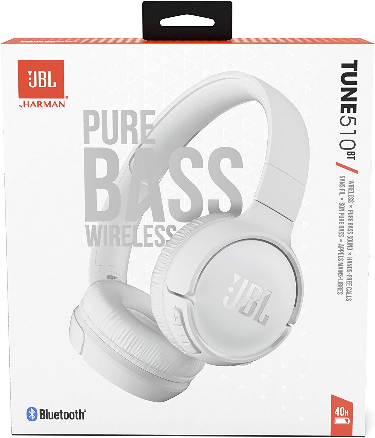 Håndfri Bluetooth JBL Tune 510BT, MultiPoint, A2DP, Hvit JBLT510BTWWHTEU