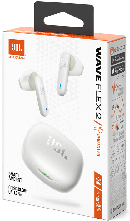 Handsfree Bluetooth JBL Wave Flex 2, TWS, ANC, MultiPoint, Hvit JBLWFLEX2WHT