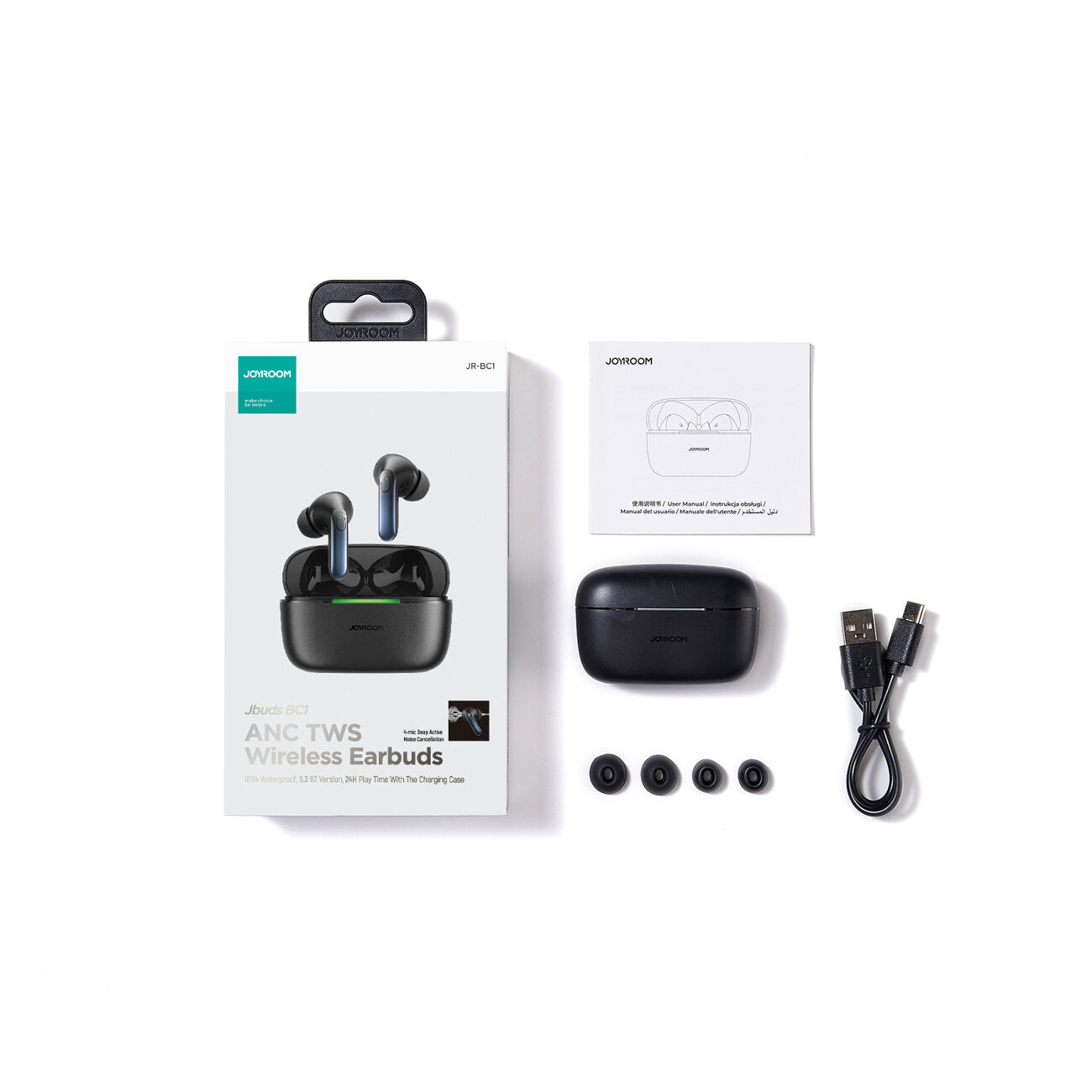 Handsfree Bluetooth Joyroom JR-BC1, TWS, ANC, Svart