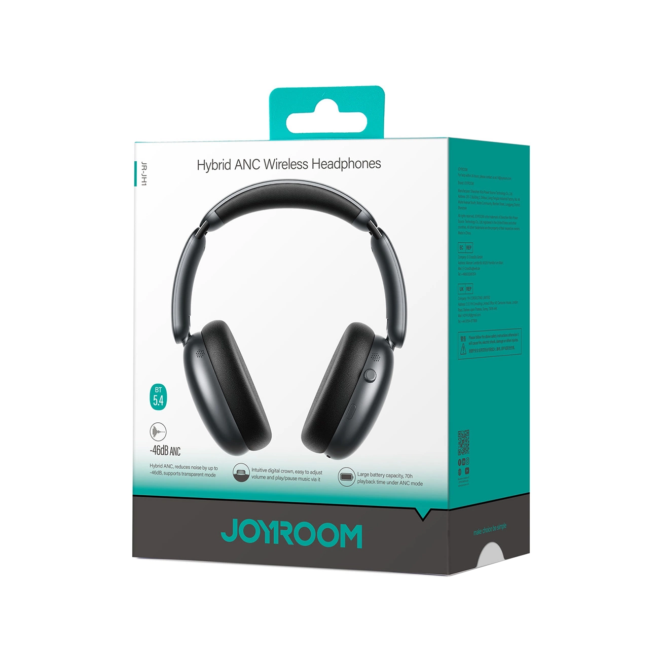 Handsfree Bluetooth Joyroom JR-JH1, A2DP, ANC, Svart