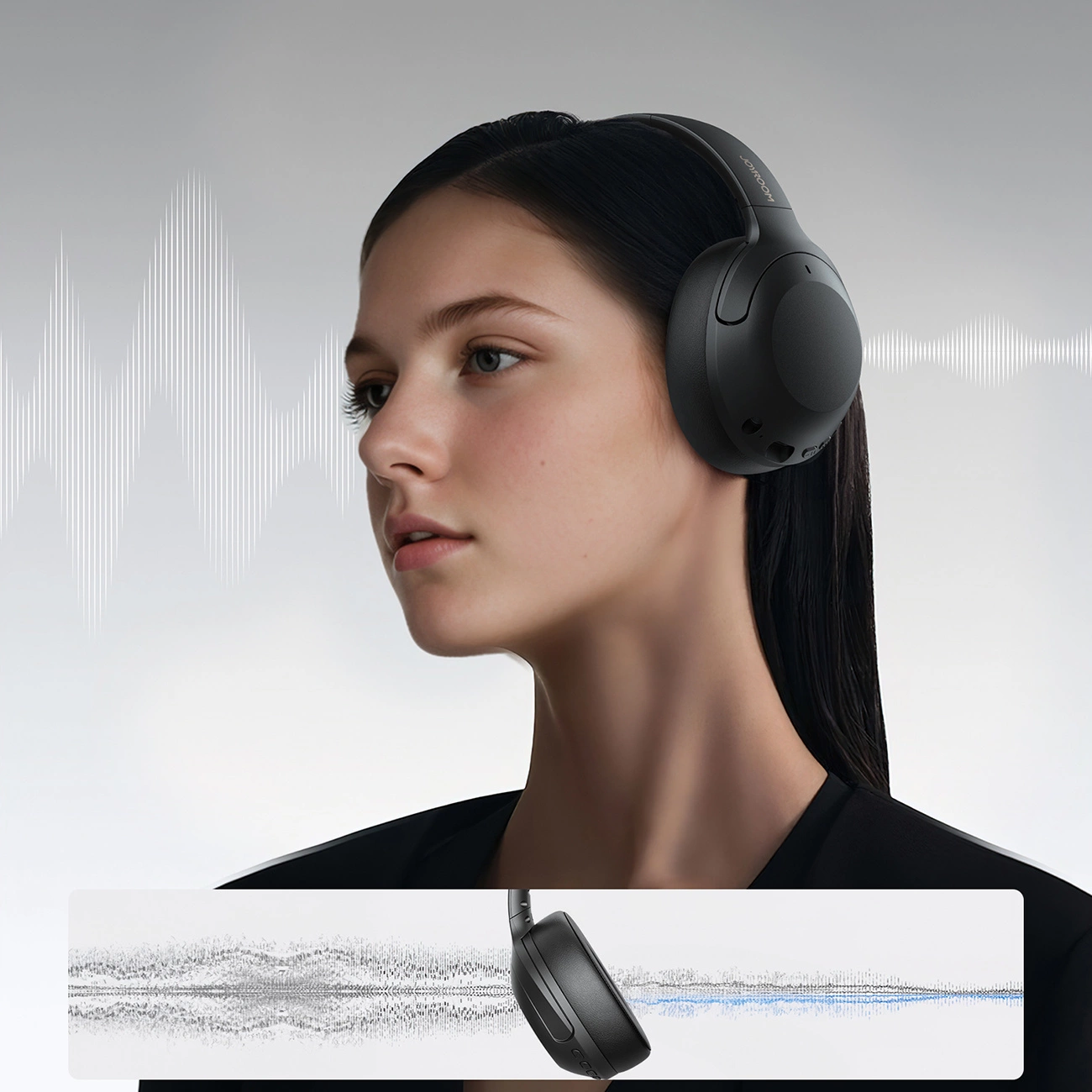 Handsfree Bluetooth Joyroom JR-JH2, A2DP, ANC, Svart