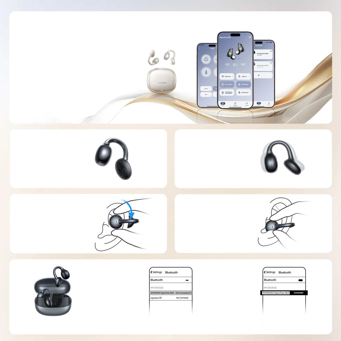 Handsfree Bluetooth Joyroom Openfree JR-OE3, TWS, Svart