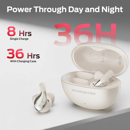 Handsfree Bluetooth Monster AC225, TWS, Lys krem