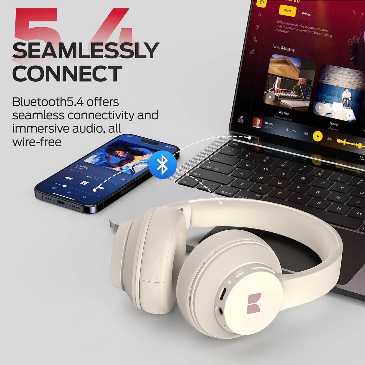Handsfree Bluetooth Monster Mission 100, MultiPoint, A2DP, ANC, Hvit