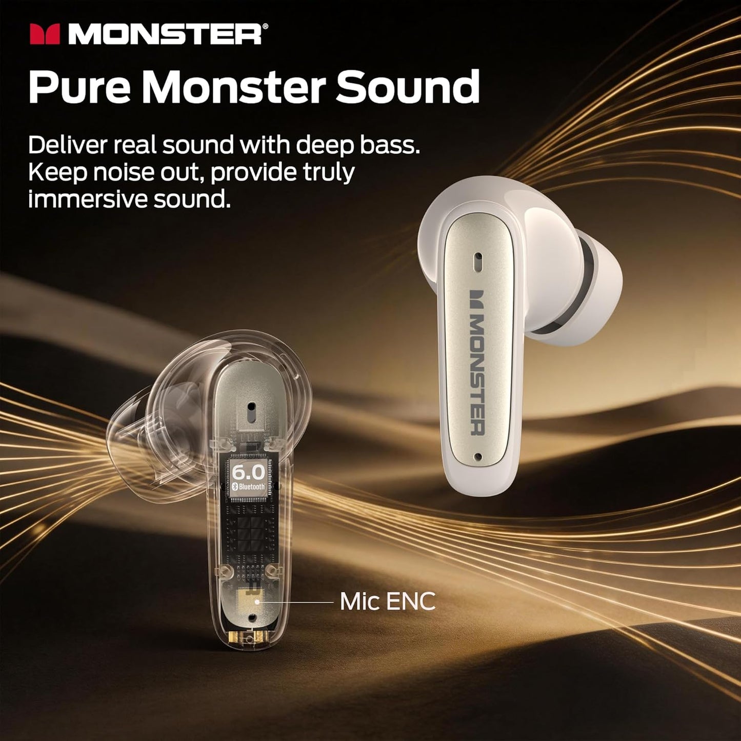 Handsfree Bluetooth Monster N-Lite 310, TWS, Lys krem