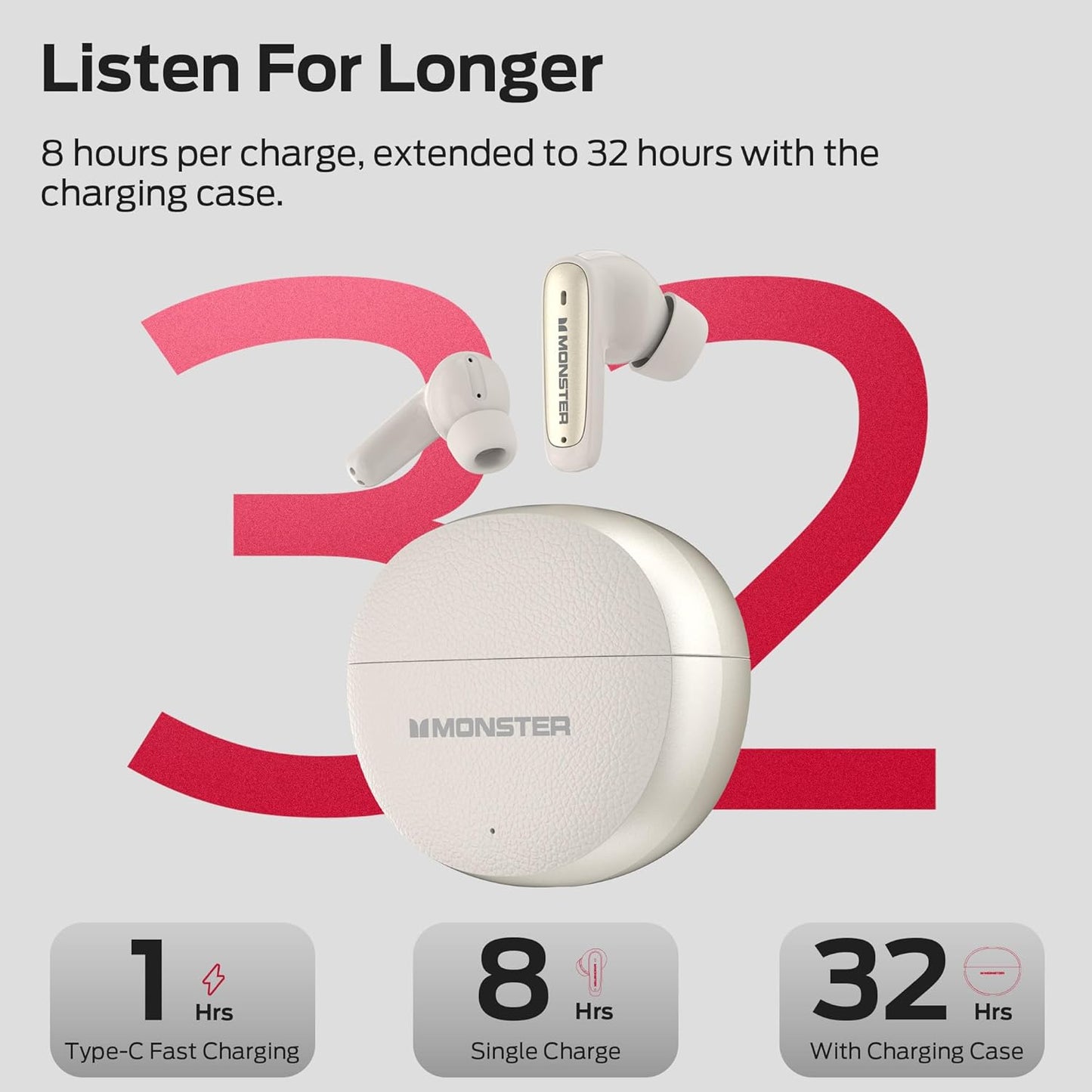 Handsfree Bluetooth Monster N-Lite 310, TWS, Lys krem