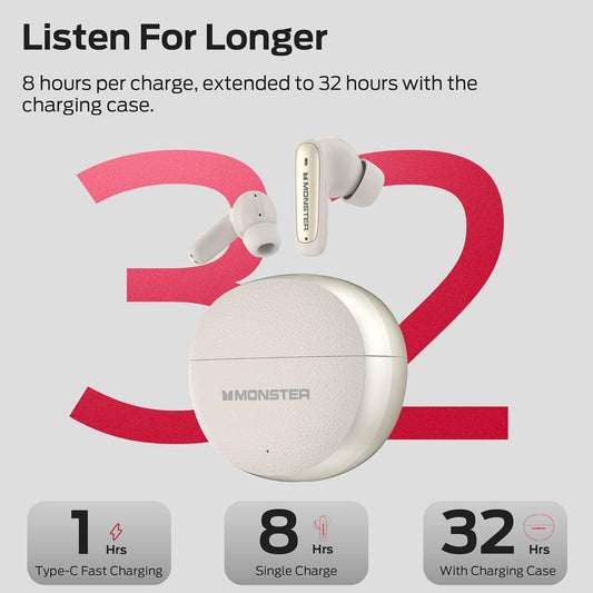 Handsfree Bluetooth Monster N-Lite 310, TWS, Lys krem