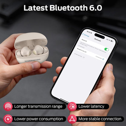 Handsfree Bluetooth Monster N-Lite 310, TWS, Lys krem