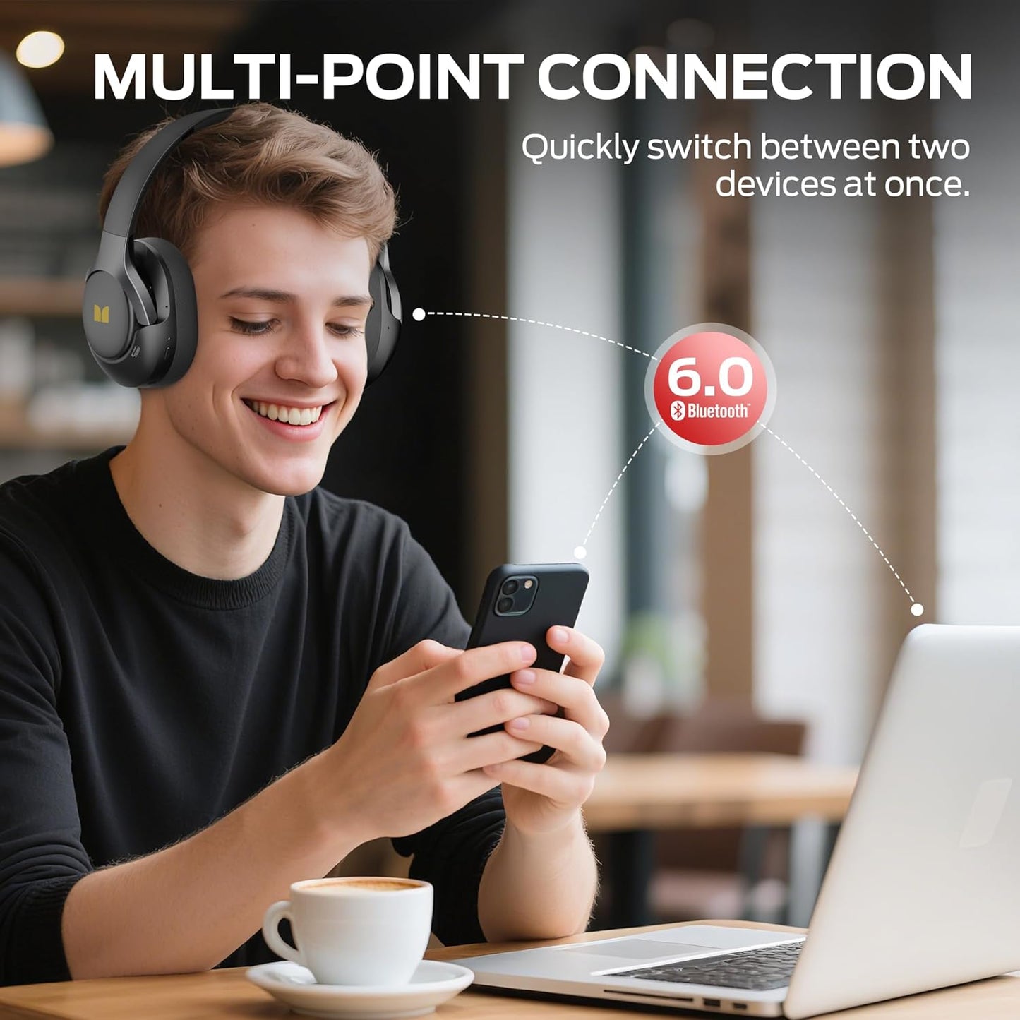 Handsfree Bluetooth Monster Persona 5th, MultiPoint, A2DP, ANC, Svart