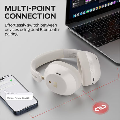 Handsfree Bluetooth Monster Persona 6th, MultiPoint, A2DP, ANC, Hvit