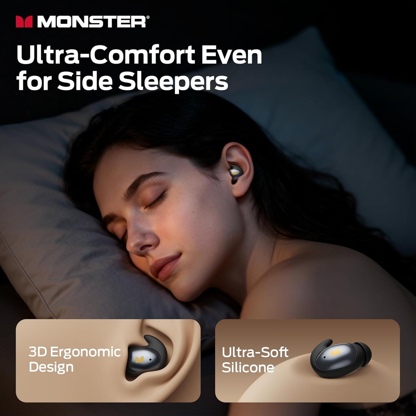 Handsfree Bluetooth Monster Sleep Ear100, TWS, Svart