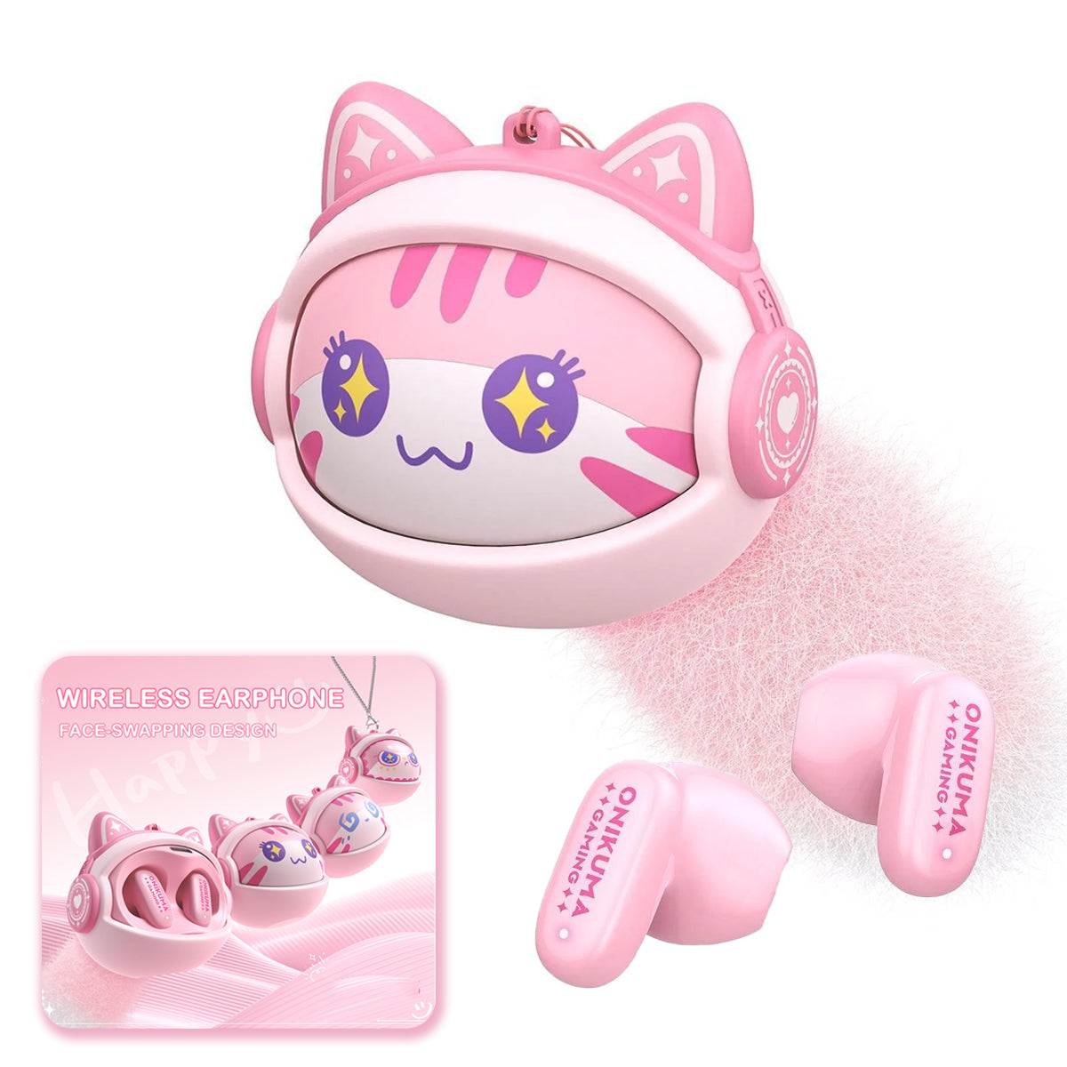Handsfree Bluetooth Onikuma TX603, TWS, Rosa