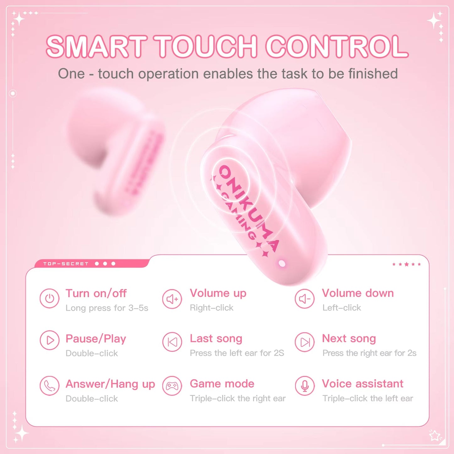 Handsfree Bluetooth Onikuma TX603, TWS, Rosa