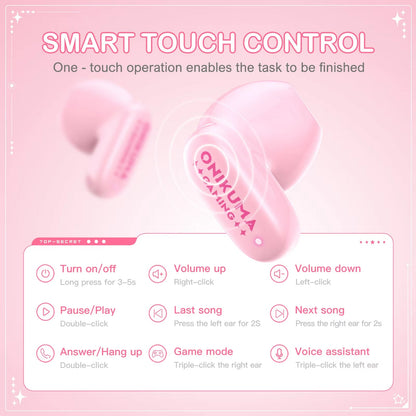 Handsfree Bluetooth Onikuma TX603, TWS, Rosa