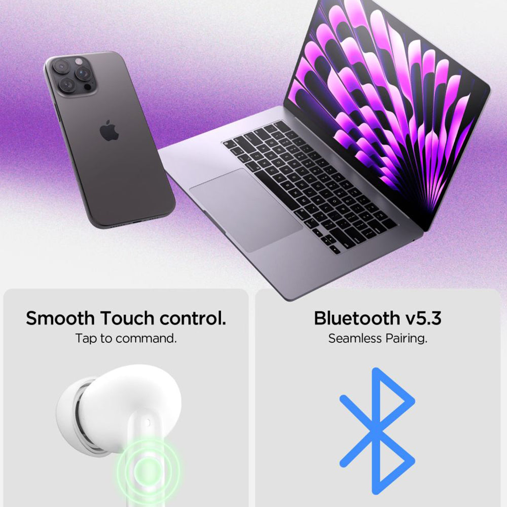 Handsfree Bluetooth Spigen SA2400, TWS, ANC, Svart