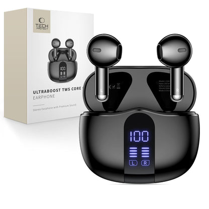 Handsfree Bluetooth Tech-Protect Ultraboost Core G2, TWS, Svart