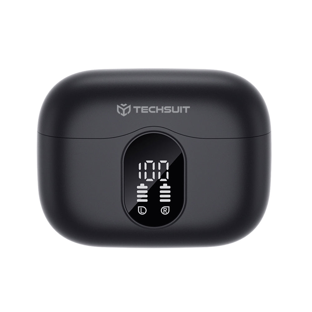 Handsfree Bluetooth Techsuit CW3 WaveBeat 100, TWS, ANC, Svart