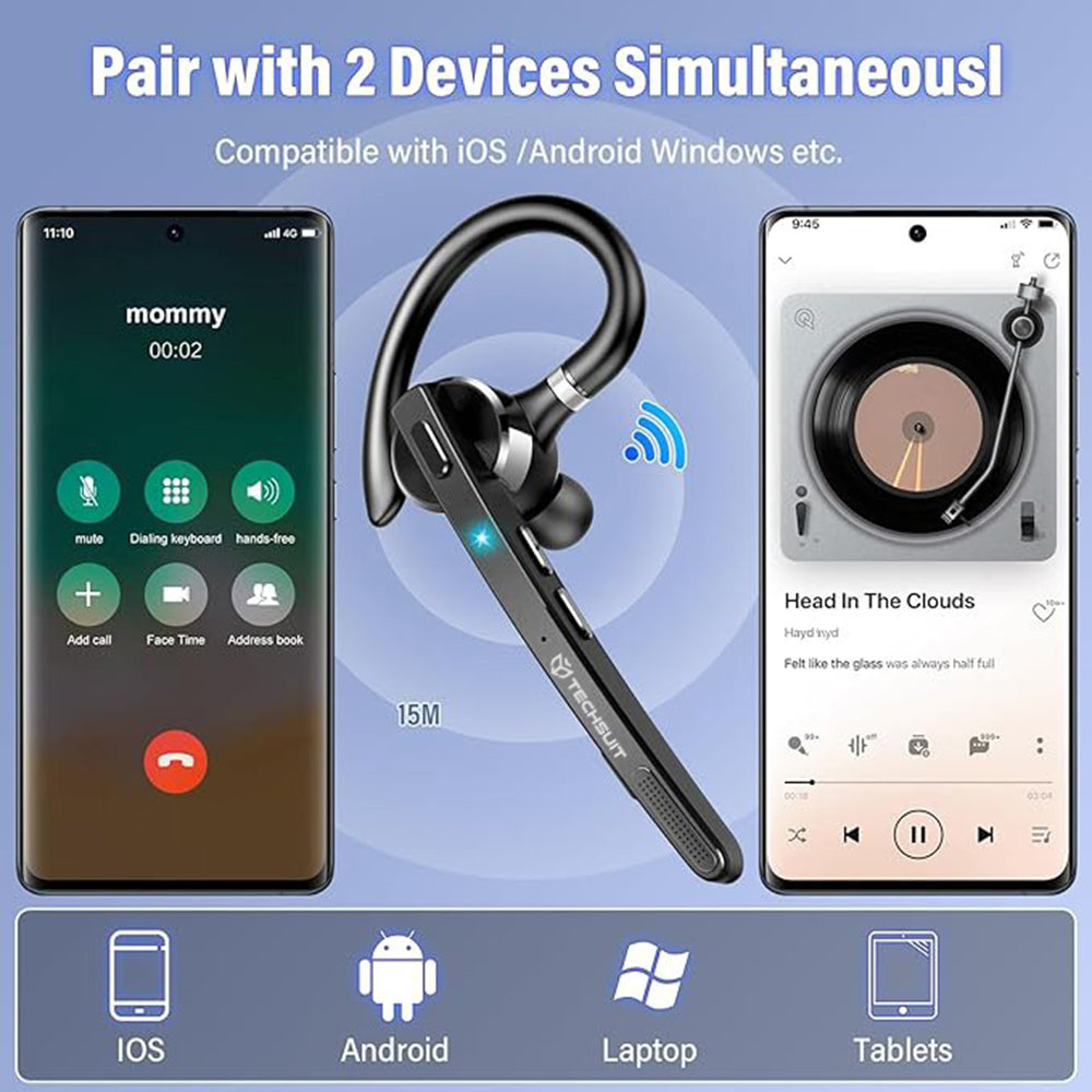 Handsfree Bluetooth Techsuit G9 TalkZen, A2DP, Svart