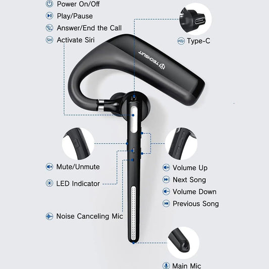 Handsfree Bluetooth Techsuit PowerTalks G6, MultiPoint, A2DP, Svart