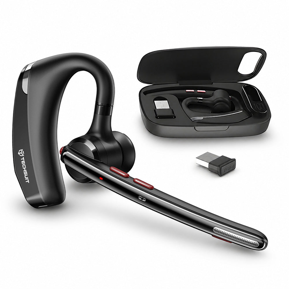 Bluetooth-hodesett Techsuit SoundForce Pro G10 for Call Center, A2DP, svart