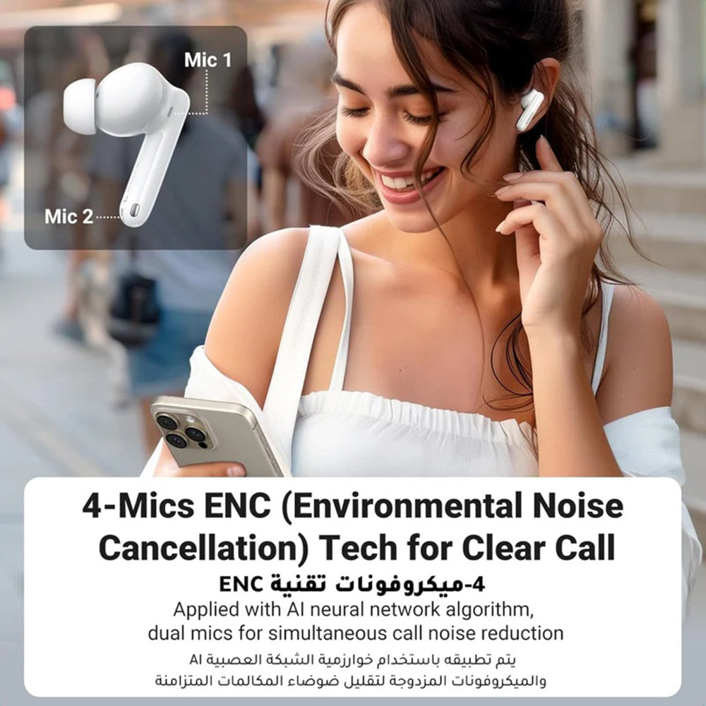 Handsfree Bluetooth UGREEN HiTune T3 Pro WS206, TWS, ANC, MultiPoint, Hvit