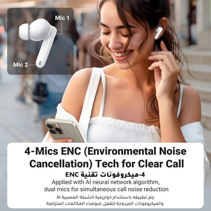 Handsfree Bluetooth UGREEN HiTune T3 Pro WS206, TWS, ANC, MultiPoint, Hvit