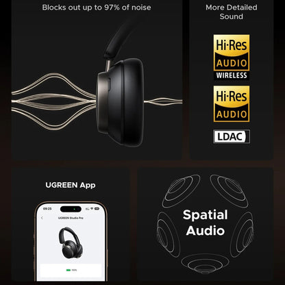 Handsfree Bluetooth UGREEN Studio Pro HP206, A2DP, ANC, Svart